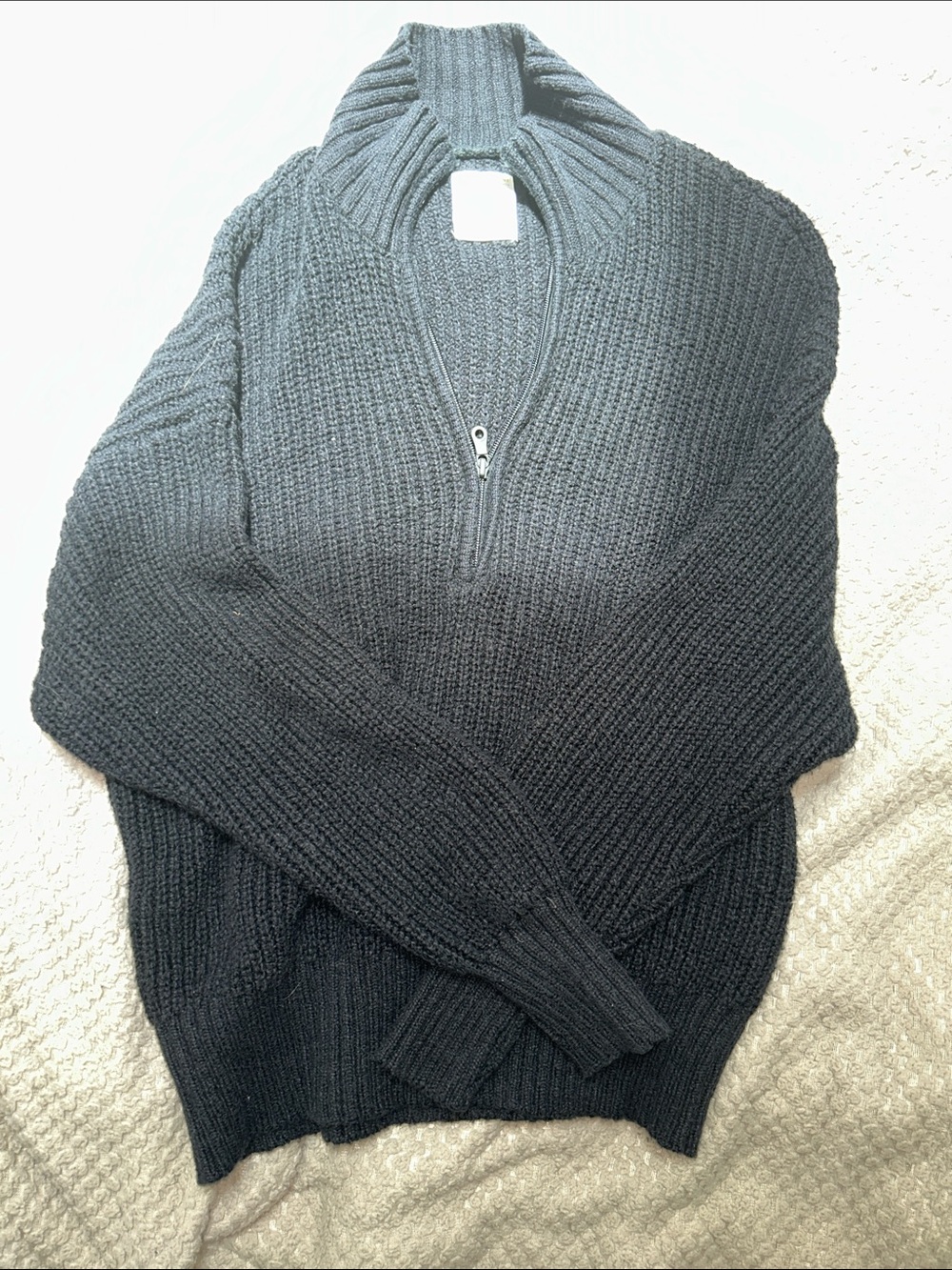 Aerie Half-Zip Ribbed Turtleneck Sweater - black